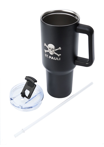 St. Pauli - Totenkopf, Thermobecher mit Strohhalm